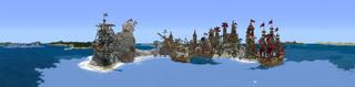 Panorama of the Minecraft Bedrock Marketplace product Simple Spawns Pirate Port created by Razzleberries.