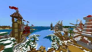 Screenshot of the Minecraft Bedrock Marketplace product Simple Spawns Pirate Port created by Razzleberries.