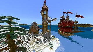 Screenshot of the Minecraft Bedrock Marketplace product Simple Spawns Pirate Port created by Razzleberries.