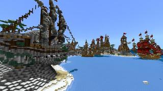 Screenshot of the Minecraft Bedrock Marketplace product Simple Spawns Pirate Port created by Razzleberries.