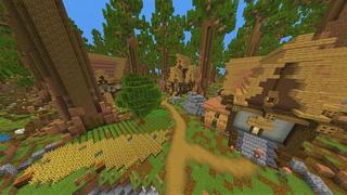 Screenshot of the Minecraft Bedrock Marketplace product Simple Spawns: Redwood Village created by Razzleberries.