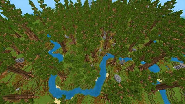 Screenshot of the Minecraft Bedrock Marketplace product Simple Spawns: Redwood Village created by Razzleberries.