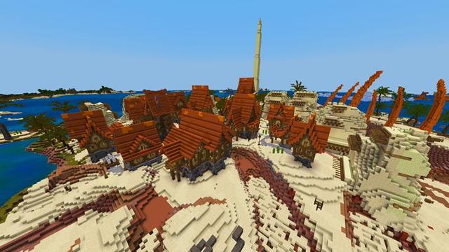 Screenshot of the Minecraft Bedrock Marketplace product Simple Spawns: Sand City created by Razzleberries.