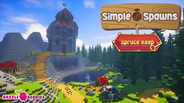 Thumbnail of the Minecraft Bedrock Marketplace product Simple Spawns: Spruce Keep created by Razzleberries.