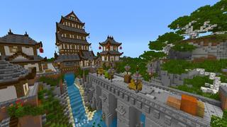 Screenshot of the Minecraft Bedrock Marketplace product Simple Spawns Waterfall Palace created by Razzleberries.