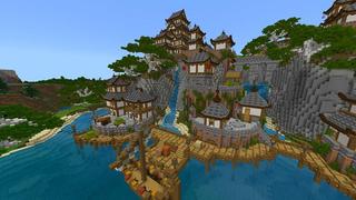 Screenshot of the Minecraft Bedrock Marketplace product Simple Spawns Waterfall Palace created by Razzleberries.