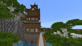 Screenshot of the Minecraft Bedrock Marketplace product Simple Spawns Waterfall Palace created by Razzleberries.