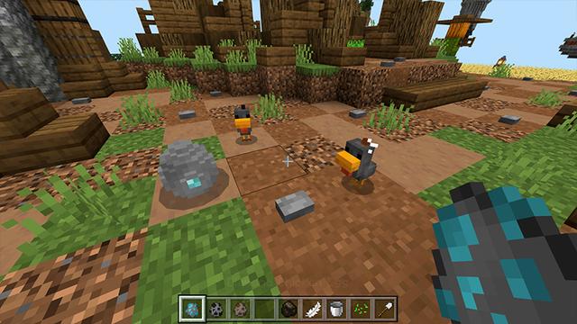 Screenshot of the Minecraft Bedrock Marketplace product Sky Chickens created by Razzleberries.