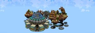 Panorama of the Minecraft Bedrock Marketplace product Skyland Desert Skulls created by Razzleberries.