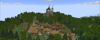Panorama of the Minecraft Bedrock Marketplace product Small Kingdoms Forest Castle created by Razzleberries.