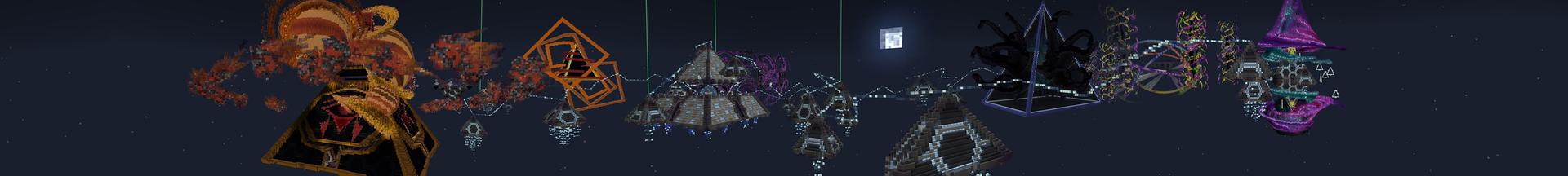 Panorama of the Minecraft Bedrock Marketplace product Space Pyramids created by Razzleberries.