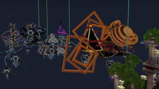 Screenshot of the Minecraft Bedrock Marketplace product Space Pyramids created by Razzleberries.