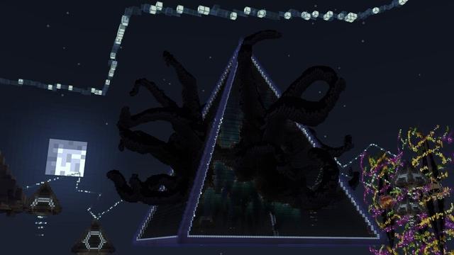 Screenshot of the Minecraft Bedrock Marketplace product Space Pyramids created by Razzleberries.