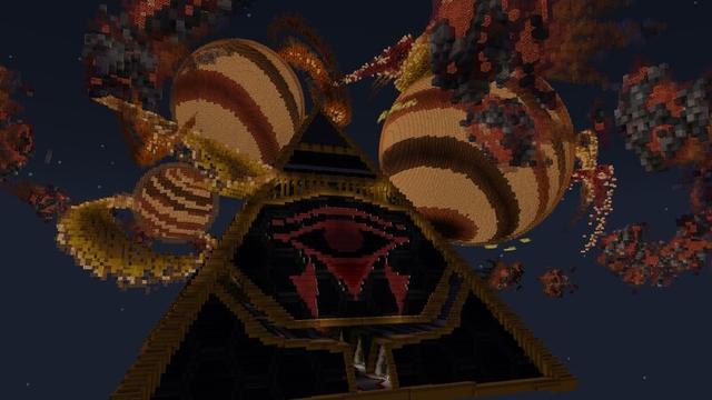 Screenshot of the Minecraft Bedrock Marketplace product Space Pyramids created by Razzleberries.