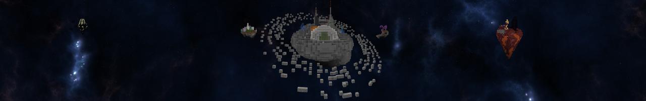 Panorama of the Minecraft Bedrock Marketplace product Space Skyblock created by Razzleberries.