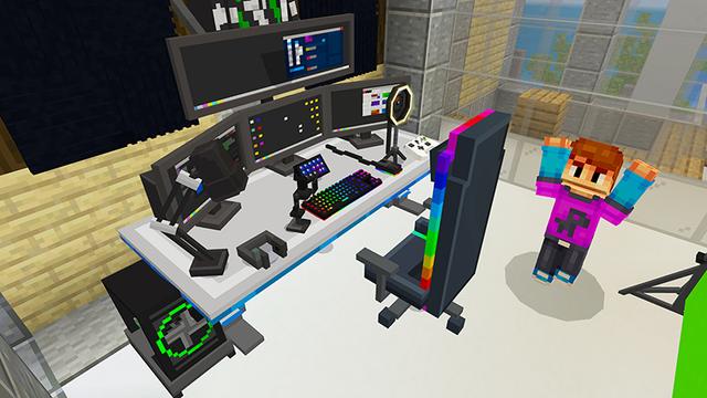 Screenshot of the Minecraft Bedrock Marketplace product Streamer Simulator created by Razzleberries.