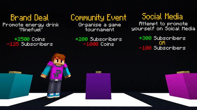 Screenshot of the Minecraft Bedrock Marketplace product Streamer Simulator created by Razzleberries.