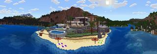 Panorama of the Minecraft Bedrock Marketplace product Summer Break Mansion created by Razzleberries.