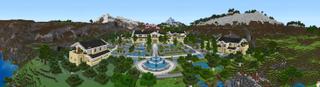 Panorama of the Minecraft Bedrock Marketplace product Summer Modern Mansion created by Razzleberries.