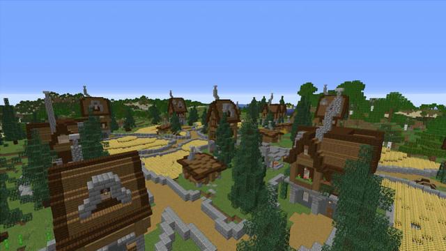 Screenshot of the Minecraft Bedrock Marketplace product The Spruce Village created by Razzleberries.