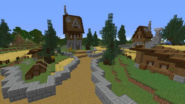 Screenshot of the Minecraft Bedrock Marketplace product The Spruce Village created by Razzleberries.