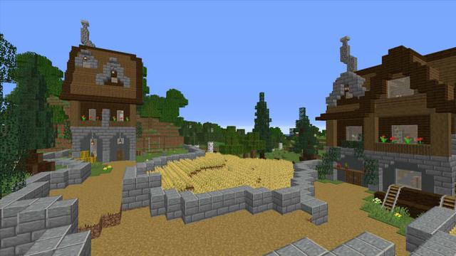 Screenshot of the Minecraft Bedrock Marketplace product The Spruce Village created by Razzleberries.