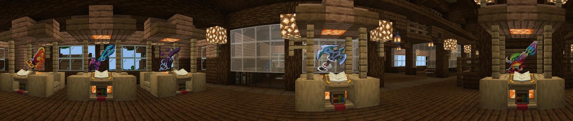 Panorama of the Minecraft Bedrock Marketplace product Ultimate Weapons created by Razzleberries.