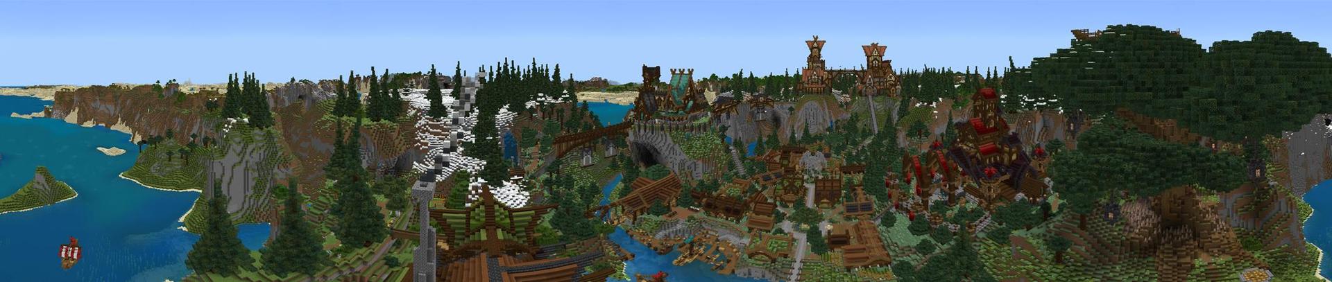 Panorama of the Minecraft Bedrock Marketplace product Valkyrie Valley created by Razzleberries.