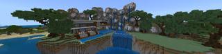Panorama of the Minecraft Bedrock Marketplace product Waterfall Millionaire Mansion created by Razzleberries.