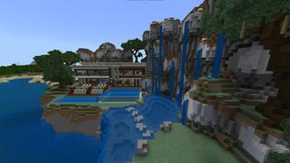 Screenshot of the Minecraft Bedrock Marketplace product Waterfall Millionaire Mansion created by Razzleberries.