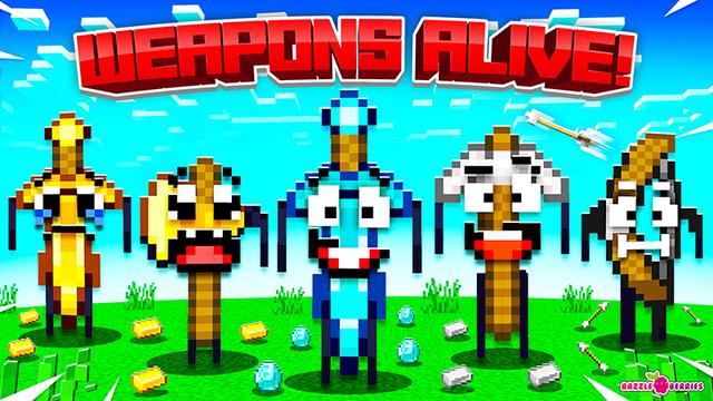 Thumbnail of the Minecraft Bedrock Marketplace product Weapons Alive! created by Razzleberries.