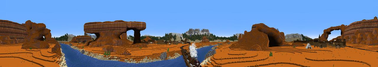 Panorama of the Minecraft Bedrock Marketplace product Western Lands created by Razzleberries.