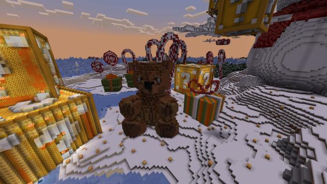 Screenshot of the Minecraft Bedrock Marketplace product Winter Lucky Block created by Razzleberries.