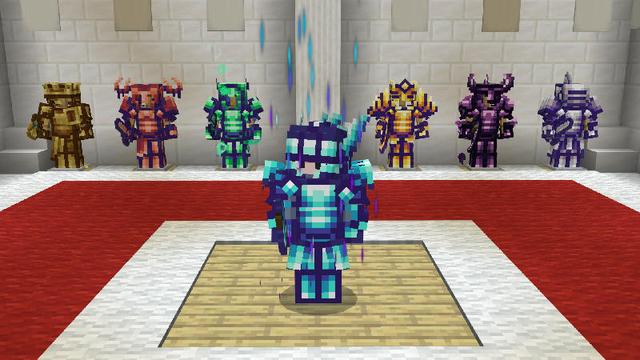 Screenshot of the Minecraft Bedrock Marketplace product COMBINE ORES: Weapons + Tools Add-On created by Red Eagle Studios.