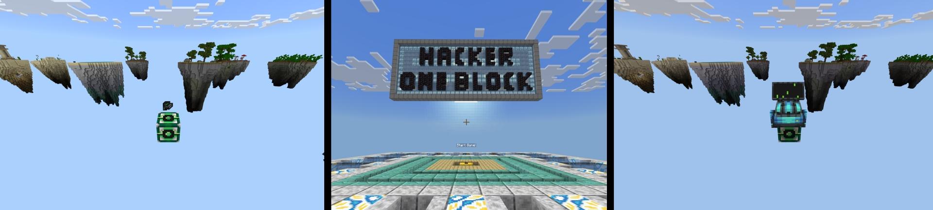 Panorama of the Minecraft Bedrock Marketplace product Hacker One Block created by Red Eagle Studios.