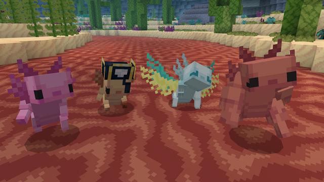 Screenshot of the Minecraft Bedrock Marketplace product Axolotl Pets created by SandBlock Studios.