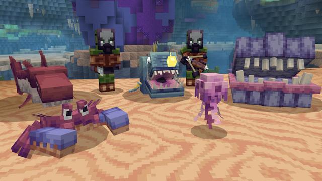 Screenshot of the Minecraft Bedrock Marketplace product Axolotl Pets created by SandBlock Studios.