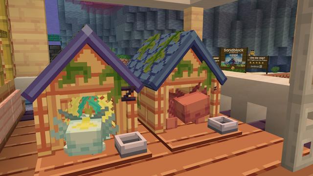 Screenshot of the Minecraft Bedrock Marketplace product Axolotl Pets created by SandBlock Studios.