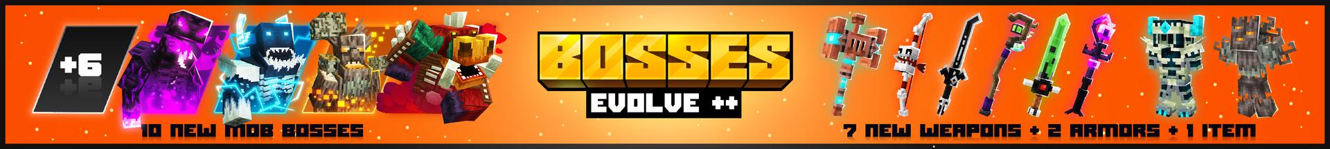 Panorama of the Minecraft Bedrock Marketplace product Bosses Evolve++ Add-On created by SandBlock Studios.