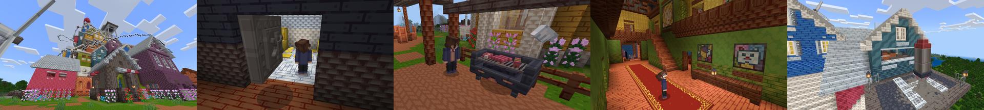 Panorama of the Minecraft Bedrock Marketplace product Crazy House created by SandBlock Studios.