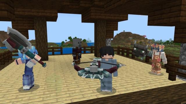 Screenshot of the Minecraft Bedrock Marketplace product Mob Weapons created by SandBlock Studios.