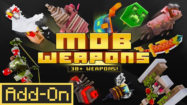 Thumbnail of the Minecraft Bedrock Marketplace product Mob Weapons created by SandBlock Studios.