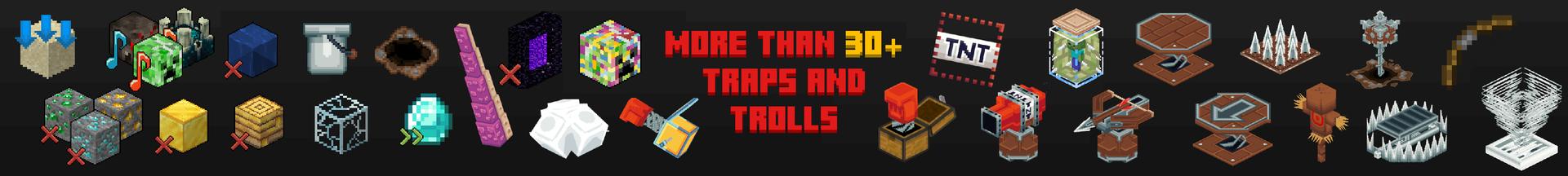 Panorama of the Minecraft Bedrock Marketplace product Traps And Trolls created by SandBlock Studios.