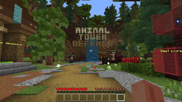Screenshot of the Minecraft Bedrock Marketplace product Animal Tower Defense created by Sandbox Network.