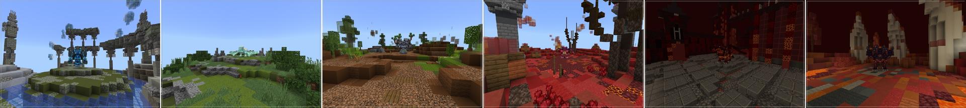 Panorama of the Minecraft Bedrock Marketplace product Element One Block Challenge created by Sandbox Network.