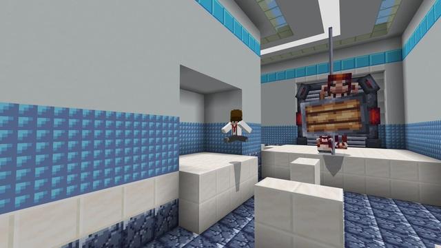 Screenshot of the Minecraft Bedrock Marketplace product Escape the Robot Parkour created by Sandbox Network.