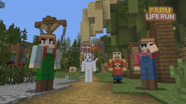 Screenshot of the Minecraft Bedrock Marketplace product Farm Life Run created by Sandbox Network.