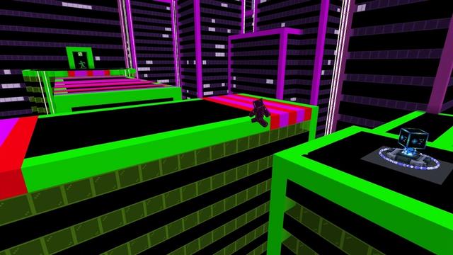 Screenshot of the Minecraft Bedrock Marketplace product Neon City Parkour created by Sandbox Network.