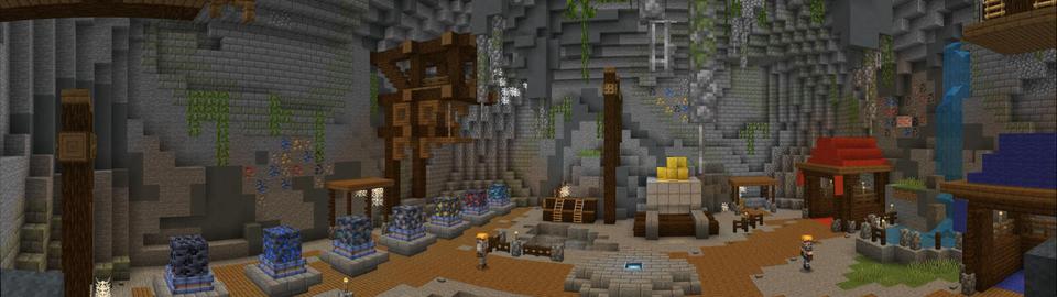 Panorama of the Minecraft Bedrock Marketplace product Random Block Tower Defense created by Sandbox Network.