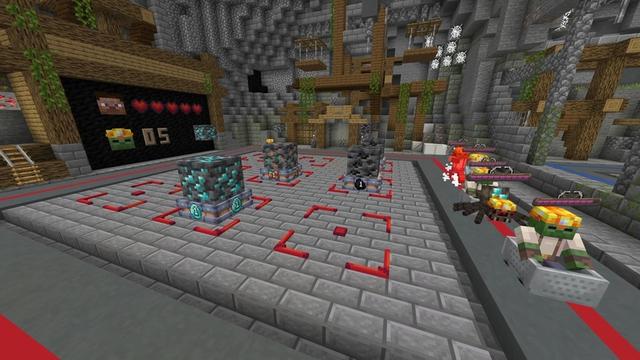 Screenshot of the Minecraft Bedrock Marketplace product Random Block Tower Defense created by Sandbox Network.